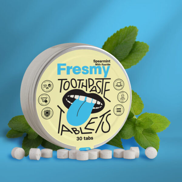 Spearmint (med fluor) tandkrämtabletter i aluminiumburk, 30 st