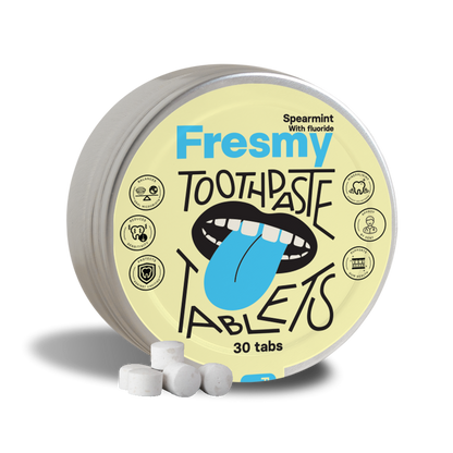 Fresmy spearmint (med fluor) tandkrämtabletter i aluminiumburk, 30 st